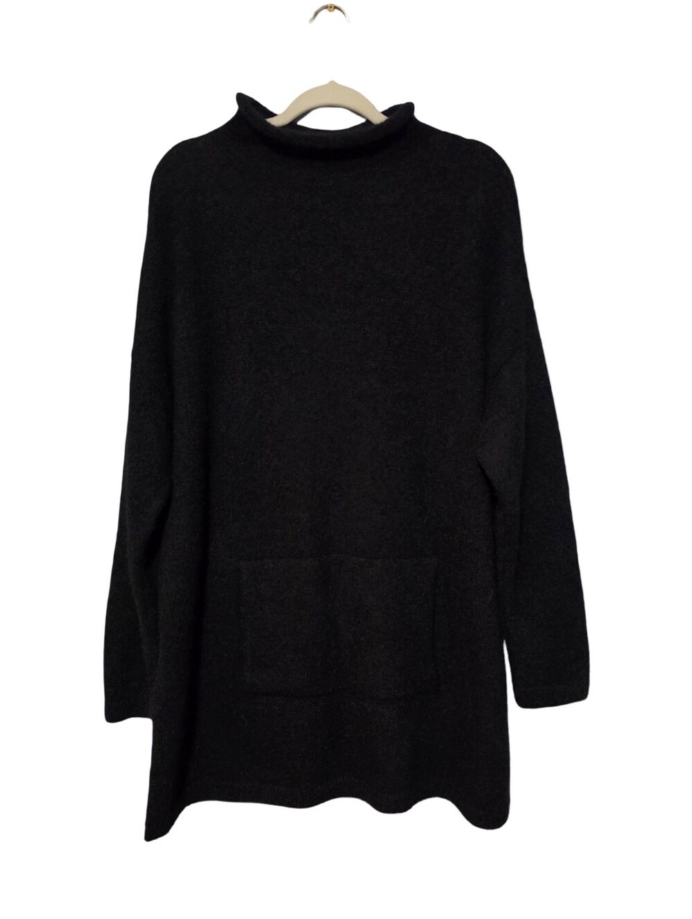 PERUVIAN CONNECTION Alpaca Tunic Sweater Womens XL Black Charcoal Lagenlook Cozy - Picture 6 of 8